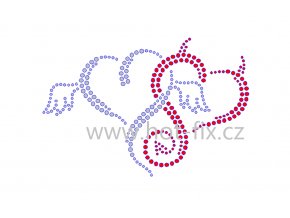 SD008 angel devil anděl ďábel kamínkový nažehlovací potisk na textil hot fix kamínky