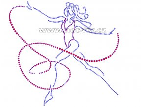 C059 - gymnastka se stuhou nažehlovací aplikace na textil z hot-fix kamínků, rozměry cca 22,5x21,3cm