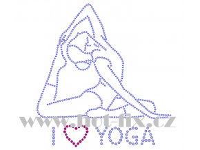 C212 I love yoga joga nažehlovací hot fix kamínková aplikace na tričko, textil skleněné hot fix kamínky