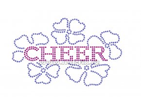 C082 - cheer nažehlovací potisk na textil z hot-fix kamínků, rozměry cca 15,4x9,5cm