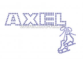 C100-A - axel a brusle nažehlovací hot-fix kamínková aplikace na textil, rozměry cca 17,0x9,8cm