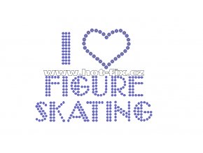 C103-A - I love figure skating nažehlovací hot-fix kamínková aplikace na textil, rozměry cca 9,9x7,8cm