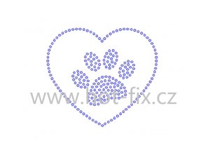 ZP029 pes love dog srdce tlapka nažehlovací hot fix kamínkový potisk na tričko, textil hot fix kameny