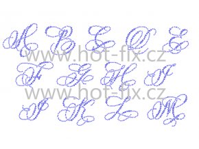 FM006 písmena abecedy A M monogramy nažehlovací hot fix kamínkový potisk na textil hot fix kameny