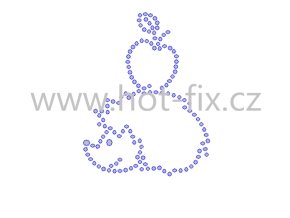 D091 ježek s jablíčkem nažehlovací hot fix kamínkový potisk na tričko, textil pro děti hot fix kamínky