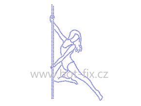 CP003 Poledance tanečnice nažehlovací hot fix kamínkový potisk na tričko, textil hot fix kamínky
