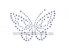ZM002 - motýl nažehlovací hot-fix kamínkový potisk na textil, rozměry cca 10,2x7,4cm