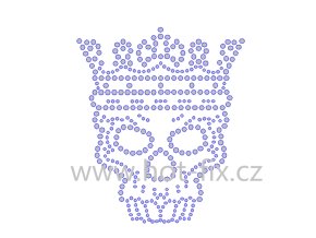 SL019 verze A lebka s korunou nažehlovací hot fix kamínková aplikace na tričko, textil hot fix kameny