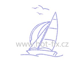 SM013 plachetnice léto moře nažehlovací hot fix kamínkový potisk na tričko, textil hot fix kameny