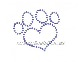 ZP014 - nažehlovací potisk z hot-fix kamenů psí stopa love, rozm. cca 8,3x7,5cm