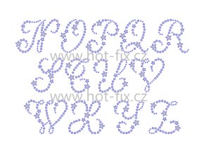 FM004 N Z písmena abecedy N Z monogramy nažehlovací hot fix kamínkový potisk na textil hot fix kameny