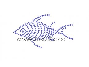 ZR007 - nažehlovací potisk z hot-fix kamenů ryba, rozm. cca 9,2x5,1cm