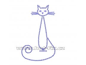 ZA019 - kočka nažehlovací potisk z hot-fix kamenů, rozměry cca 8,5x14,0cm
