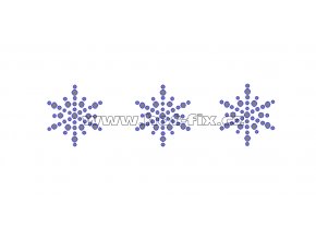 SV028-sada 3ks - sněhové vločky nažehlovací hot-fix kamínková aplikace na textil, celkové rozměry cca 11,3x3,1cm