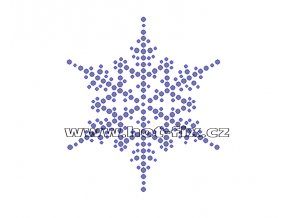 SV041 - sněhová vločka nažehlovací hot-fix kamínkový potisk na textil, rozměry cca 8,8x10,0cm
