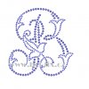FM002 B monogram písmeno B nažehlovací kamínkový potisk na textil hot fix kameny
