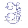 FM002 J monogram písmeno J nažehlovací kamínkový potisk na textil hot fix kameny