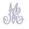 FM002 M monogram písmeno M nažehlovací kamínková aplikace na textil hot fix kameny