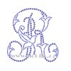FM002 R monogram písmeno R ažehlovací kamínková aplikace na textil hot fix kameny