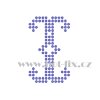 FM005 I monogram písmeno I nažehlovací kamínková aplikace na textil hot fix kamínky