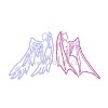 SD014 angel devil anděl ďábel nažehlovací hot fix kamínkový potisk na textil hot fix kameny