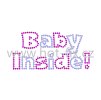 ND007 verze H Baby inside! nažehlovací fot fix kamínkový potisk na textil narození dítěte hot fix kameny