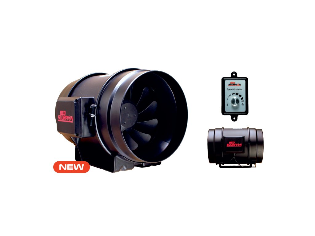 Ventilátor Red Scorpion EC 200mm, 1250m3/h, EC motor s plynulou regulací -  Hotchilli.cz
