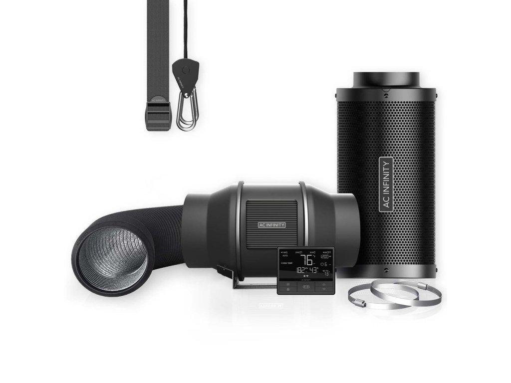 AC Infinity Air Filtration Kit PRO 150mm, Inline Fan with Smart Controller, Carbon Filter & Ducting Combo
