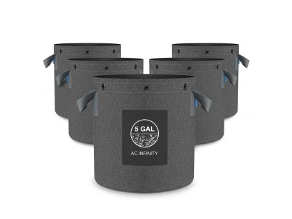 AC Infinity Heavy Duty Reusable Fabric Pots, 19 liters, 5-Pack