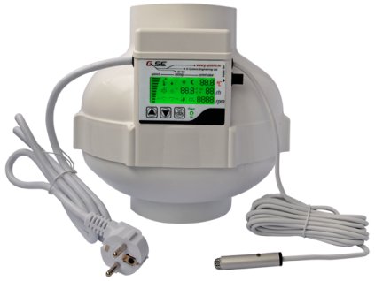 Ventilátor GSE EC 800m3/h - Ø125mm s digitálním regulátorem teploty a vlhkosti