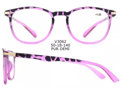 Dioptrické brýle V3062 / +4,00 violet flex