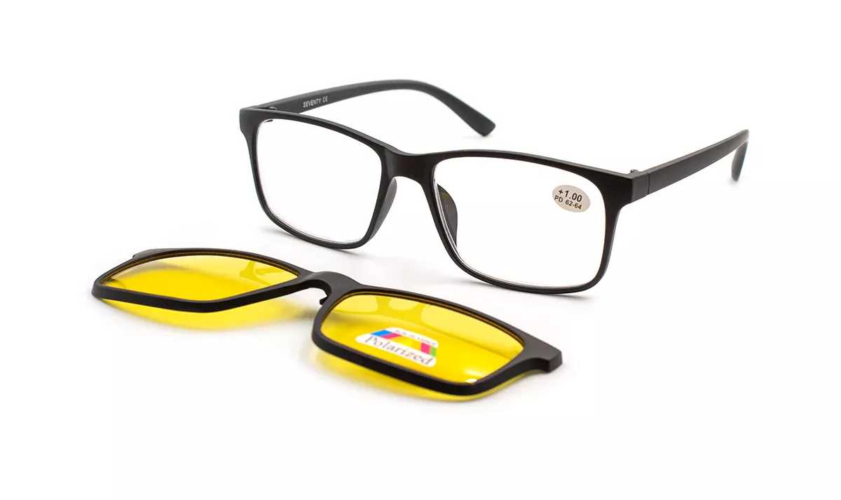 Dioptrické brýle Seventy 25509-AF/-3,00 se žlutým polarizačním klipem