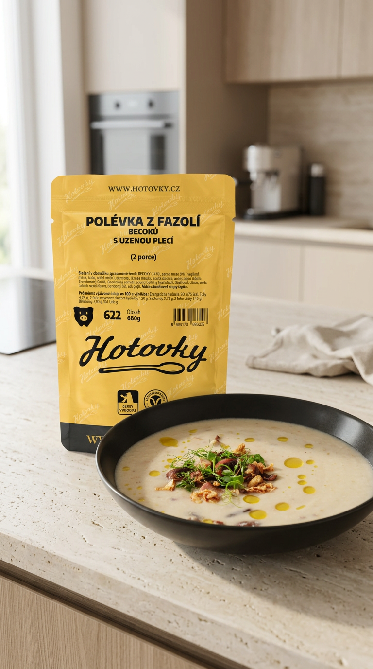 Bohnensuppe aus großen Gartenbohnen