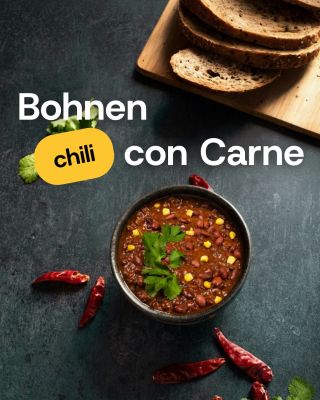 Chili con Carne, ein echter Sattmacher.🌶️ Bestes Rindfleisch, Bohnen, Mais und eine leicht würzige Tomatensauce ergeben...