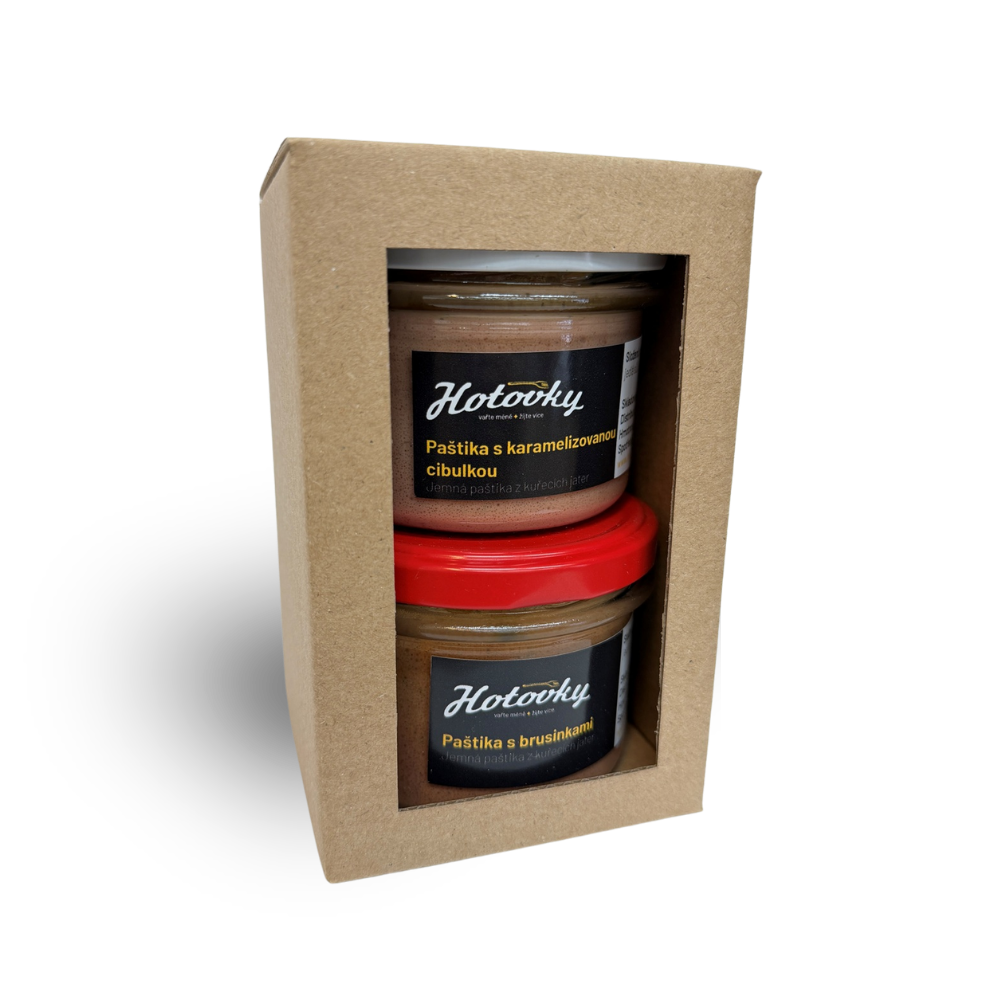 Zvýhodněné balení 2 ks paštik brusinky a cibulka