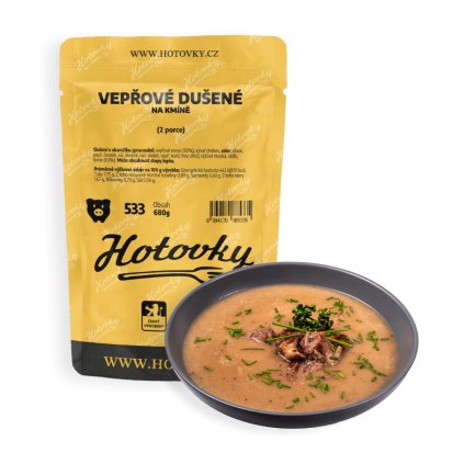 Vepřové dušené na kmíně (2 porce) hotové jídla hotovky