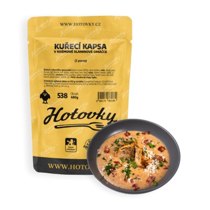 Kuřecí kapsa v krémové slaninové omáčce (2 porce) hotové jídla hotovky