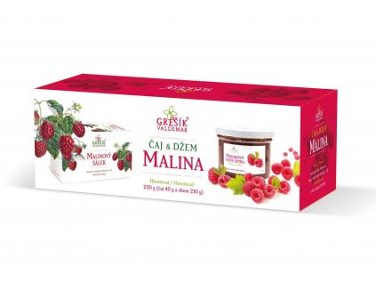 Čaj a extra džem MALINA - dárkové balení 250g