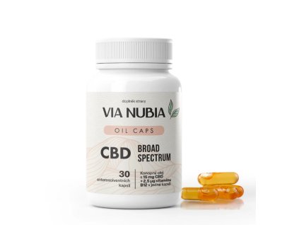 BROAD Spectrum CBD OIL CAPS 15 mg + vitamin B12, 30 kapslí