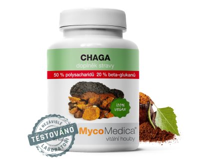 Chaga 50% polysacharidů 20% glukanů, 90 kapslí