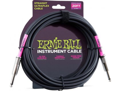 6046 Ernie Ball 20' Instrument Classic Cable - nástrojový kabel rovný / rovný jack - 6.09m v černé barvě