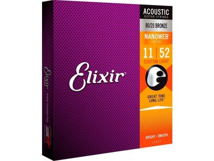 Struny pro akustickou kytaru Elixir 11027 Nanoweb 11-52