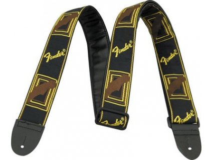 Kytarový popruh FENDER Monogramm Strap - černá/žlutá/hnědá