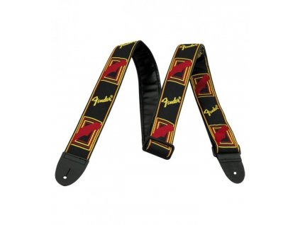 Kytarový popruh FENDER Monogramm Strap - černá/žlutá/hnědá