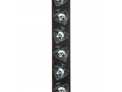 D'Addario Alchemy Leather Guitar Strap, Skulls in Spades