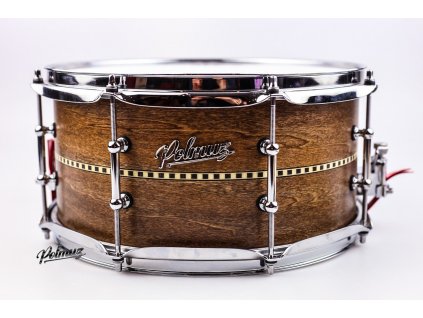 polmuz tulipwood snare 14x65 satin brown with inlay stripe 1