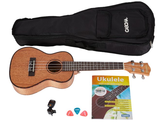 Ukulele komplet CASCHA HH 2036 CZ Concert Mahogany Ukulele Bundle