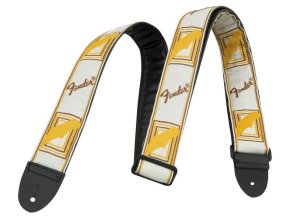 Kytarový popruh FENDER Monogramm Strap - bílá/hnědá/žlutá