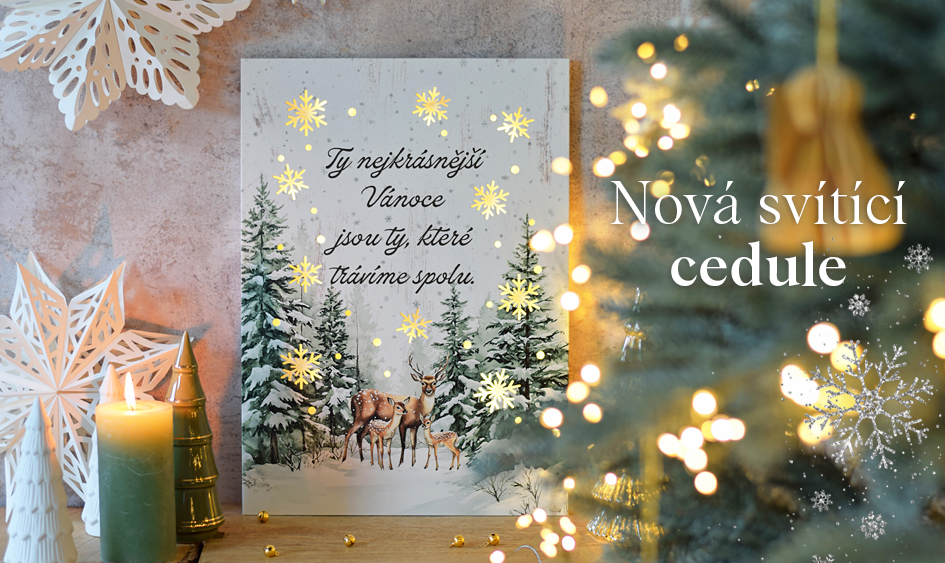 LED svítící dřevěná cedule Zimní krajina