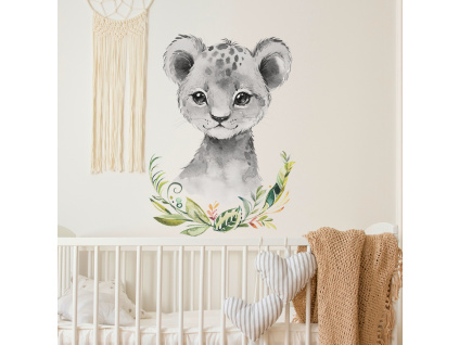 Samolepka na zeď - Lvíče černobílá